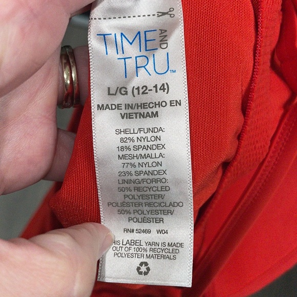 Time and Tru Twist Front One Piece Swimsuit, Size Large 12-14) - Picture 3 of 3